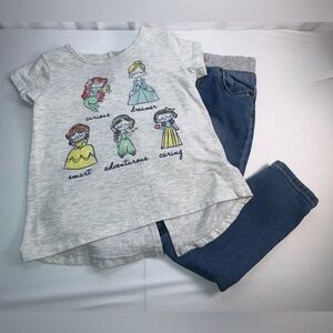 Disney Princess 5T Toddler Girls 2-Piece Princess Screenprint Tee & Denim Pants